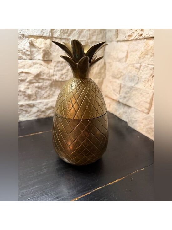 Vintage Other - Vintage Brass Pineapple Trinket Dish Egg Cup Jewelry Box Lidded Decor MCM